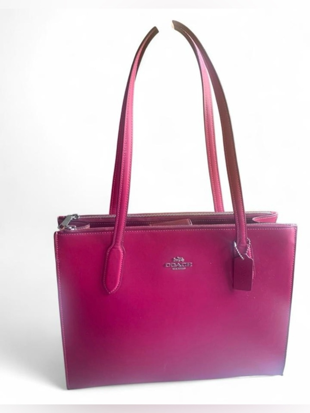 Coach Nina leather tote bag pink fuschia preppy luxury work